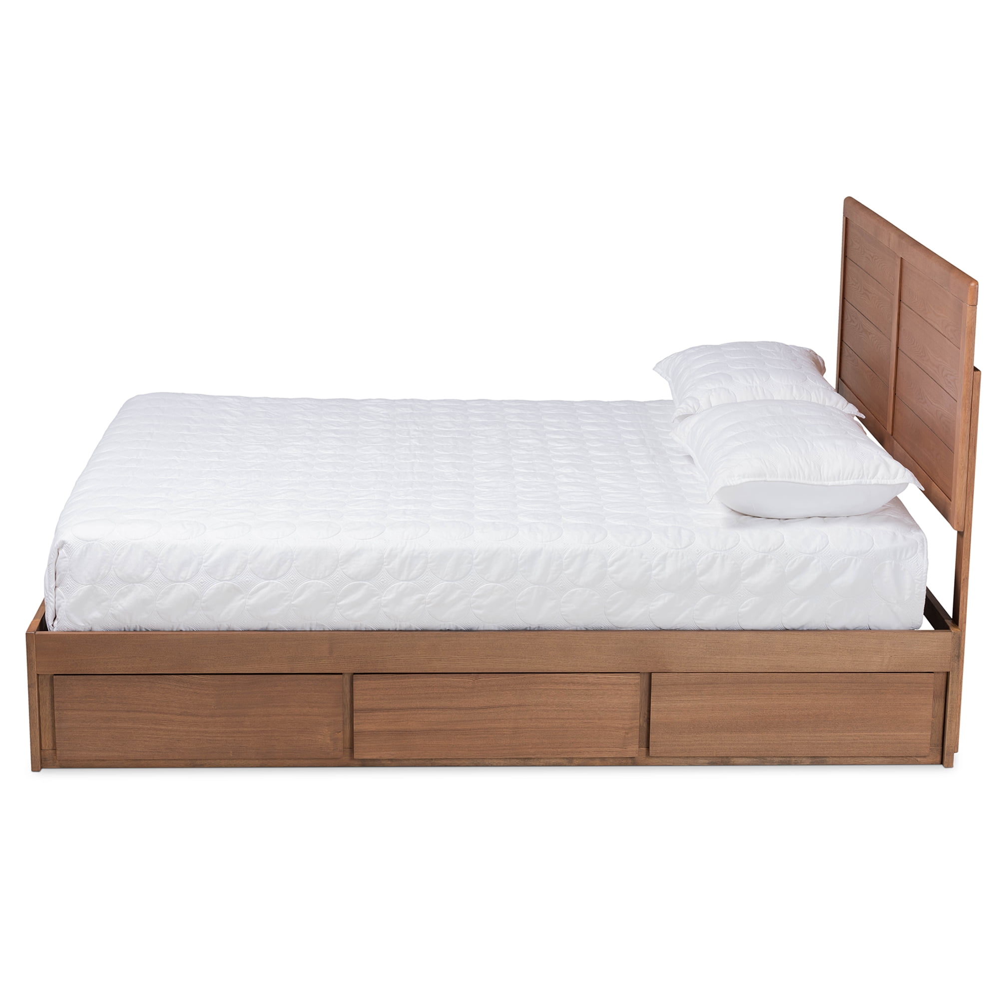 Baxton Studio Lisa Modern and Contemporary Transitional Ash Walnut Brown Finished Wood Queen Size 3-Drawer Platform Storage Bed
