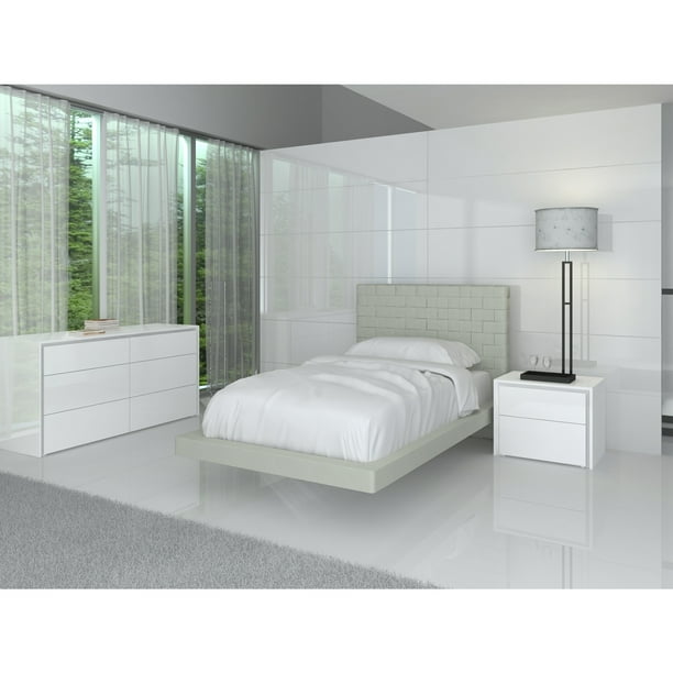 ZACK Light Gray Ecoleather Twin Bed by Casabianca Eco