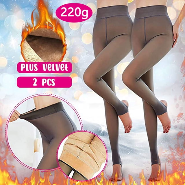 Mikilon Collants en Molleton Uni pour Femmes, Jambes Factices Translucides, Gardent au Chaud