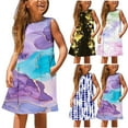 thumbnail image 7 of Summer Sundress for Girls Boho Tie Dye Sleeveless a Line Comfortable Dress with Pocket Fashion Holiday Beach Outfits Blue 7 Years, 7 of 7