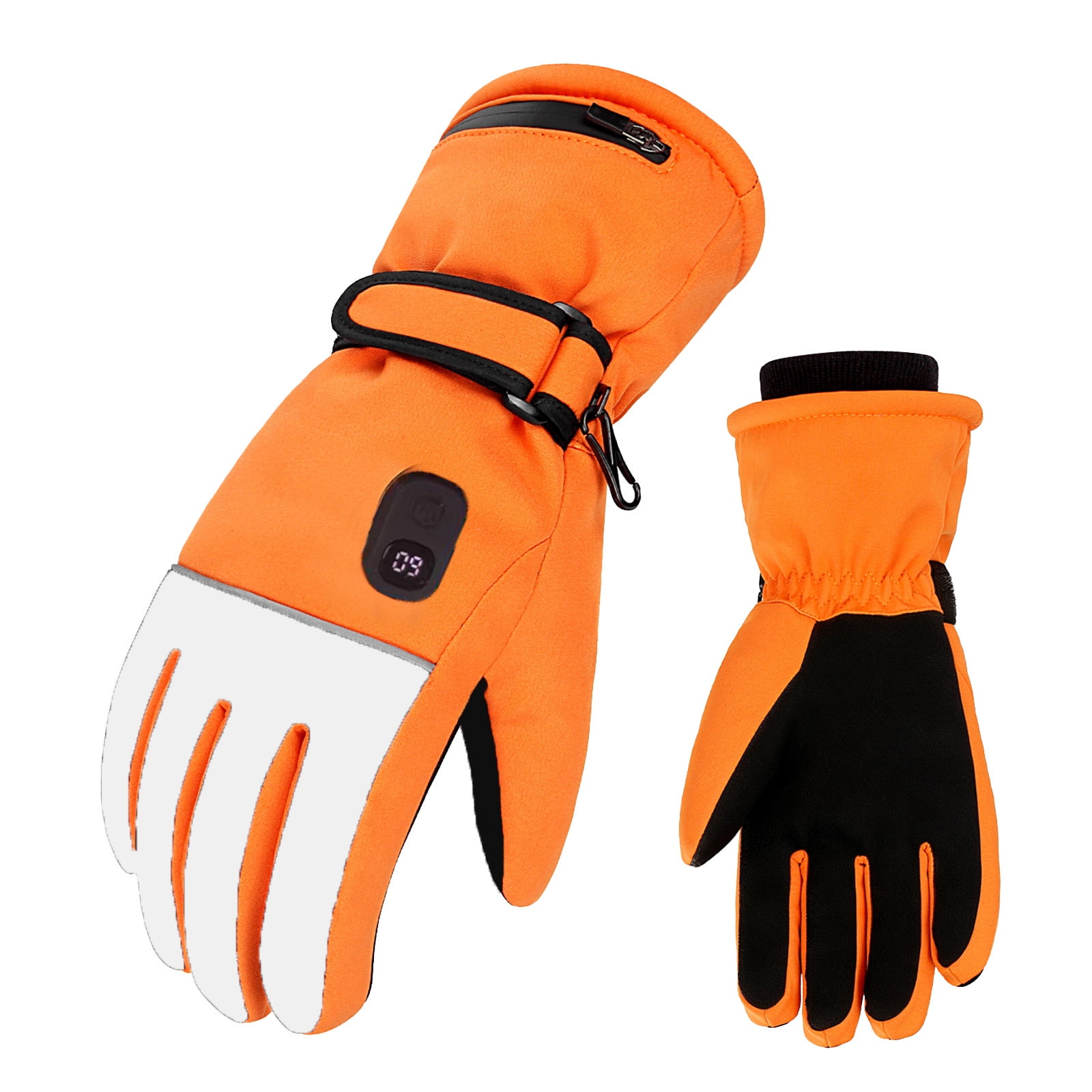Heated Gloves For Men Women Rechargeable Electric Warm Winter Gloves For Motorcycle Skiing Bike Hunting Camping (Free Size, Orange)