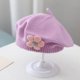 thumbnail image 2 of Boina para niña, gorro cálido de invierno para niño pequeño, gorro de punto francés, boina de flores bonita para bebé de 3 a 48 meses, color morado, 2 of 4