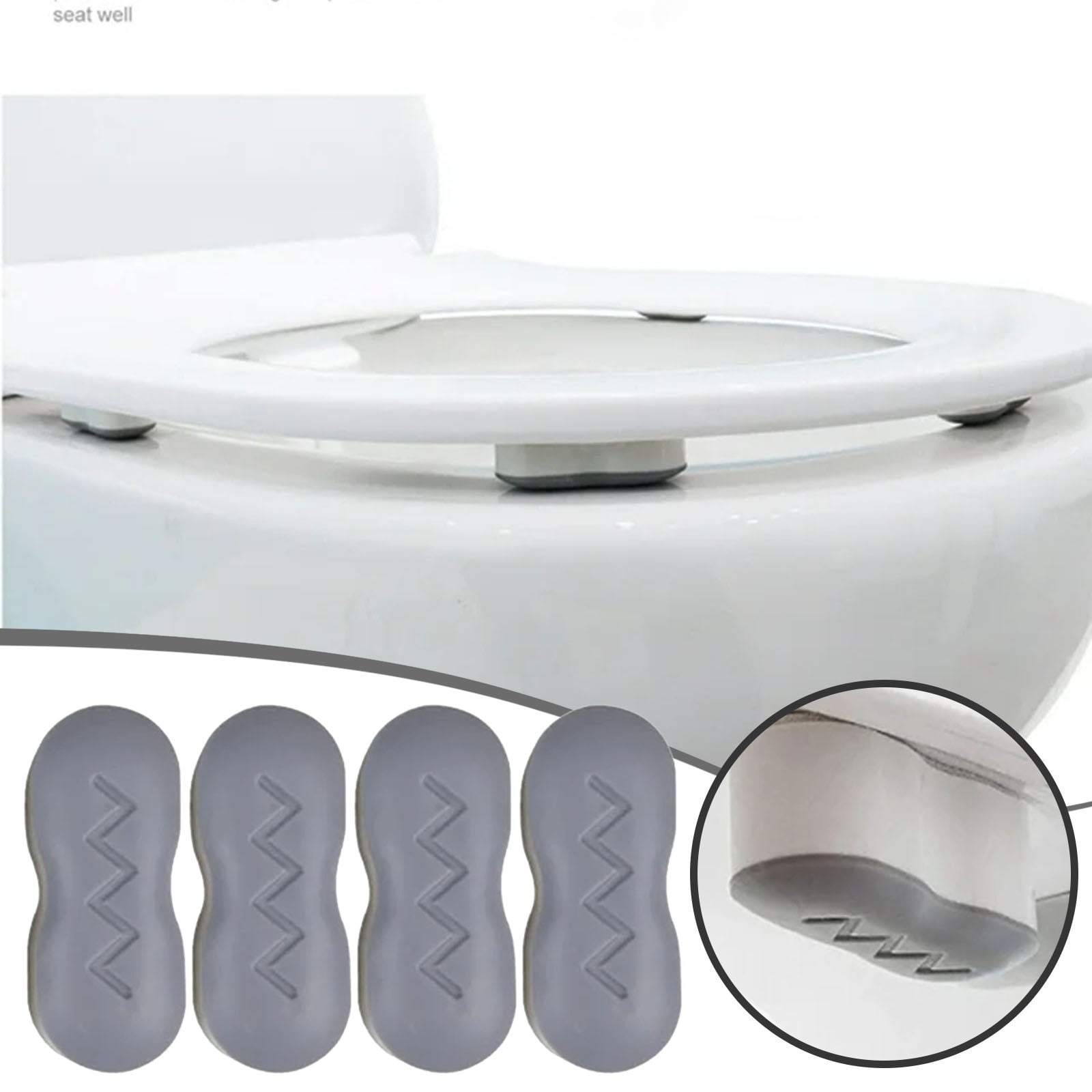 4-Pack Toilet Seat Bumpers - Anti-Slip Plastic Buffer Pads To Stop Lid Sliding & Protect Toilet Bowl