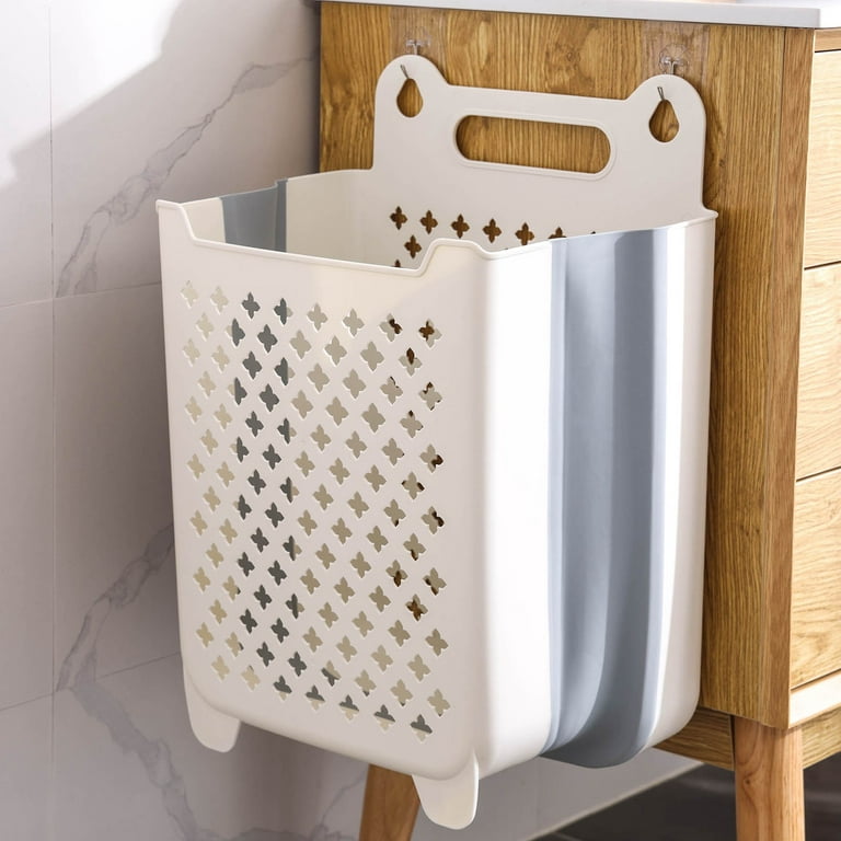 BeforeyaynBathroom Folding Dirty Clothes Storage Basket Laundry Basket  Household Wall Hanging Large Portable Punch-Free Put Clothes Bucket