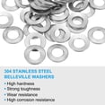 thumbnail image 3 of Rondelles Plates en Acier Inoxydable 304 M8x16mm Belleville Ressort Disque Rondelle Joint Métrique Conique 50 Pack, 3 of 7