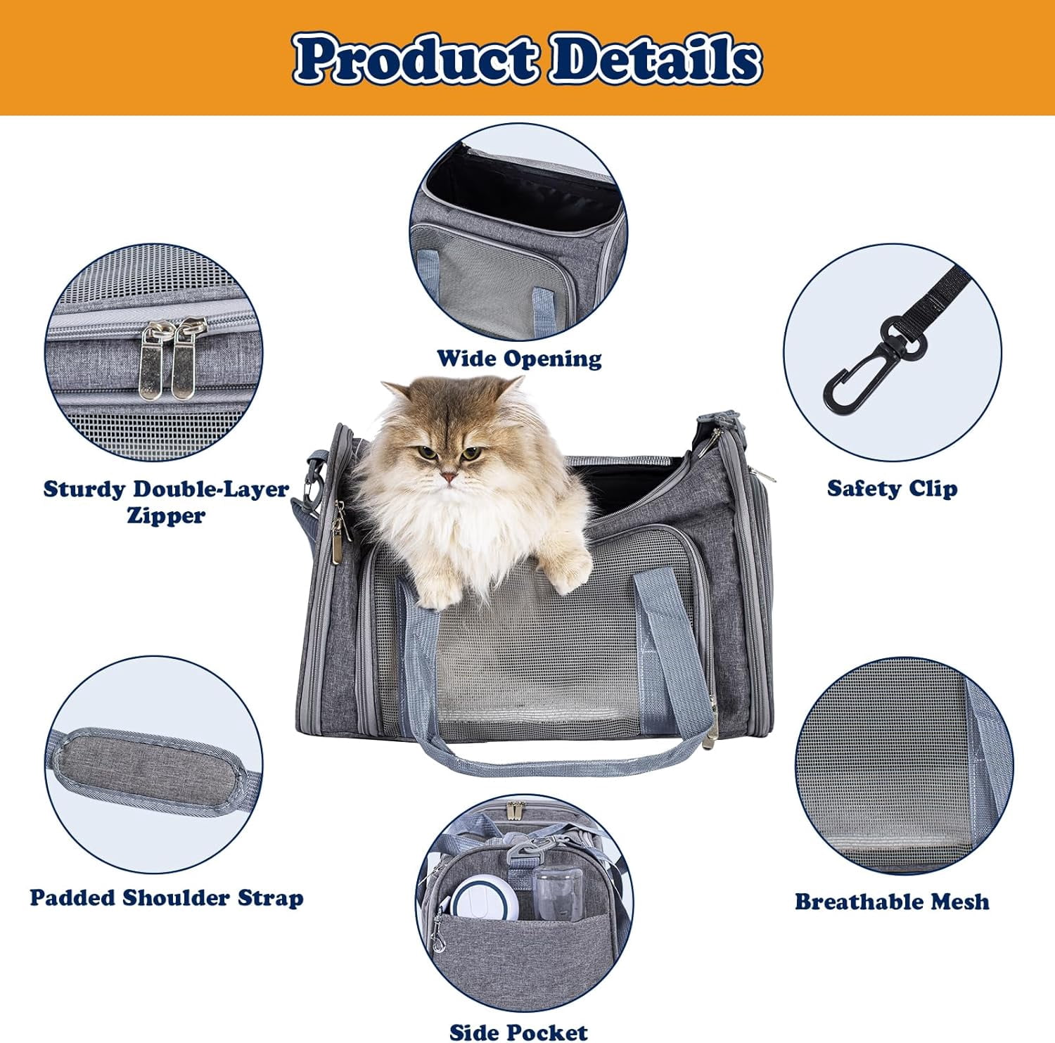 2026 Soft-Sided Cat/Dog Carrier, Car Travel Pet Carrier Up to 16LB with Backpack Straps & Removable Washable Pad, Collapsible Mesh Puppy Carry Bag for Small Animals