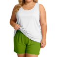 thumbnail image 3 of Endives Plus Size Women's Summer Two-Piece Pajama Set Lightweight Ruffled Sleeveless Tank Top and Shorts Matching Pajamas Set for Women Sleepwear Loungewear Home Clothing White M, 3 of 3