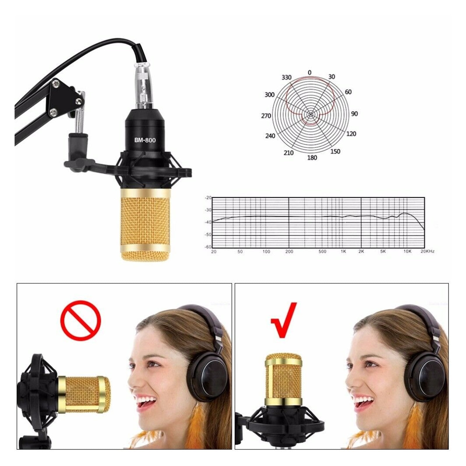 Professional Condenser Microphone Kits V8 Sound Card Karaoke With Microphone Stand Condenser USB MIC Live Streaming