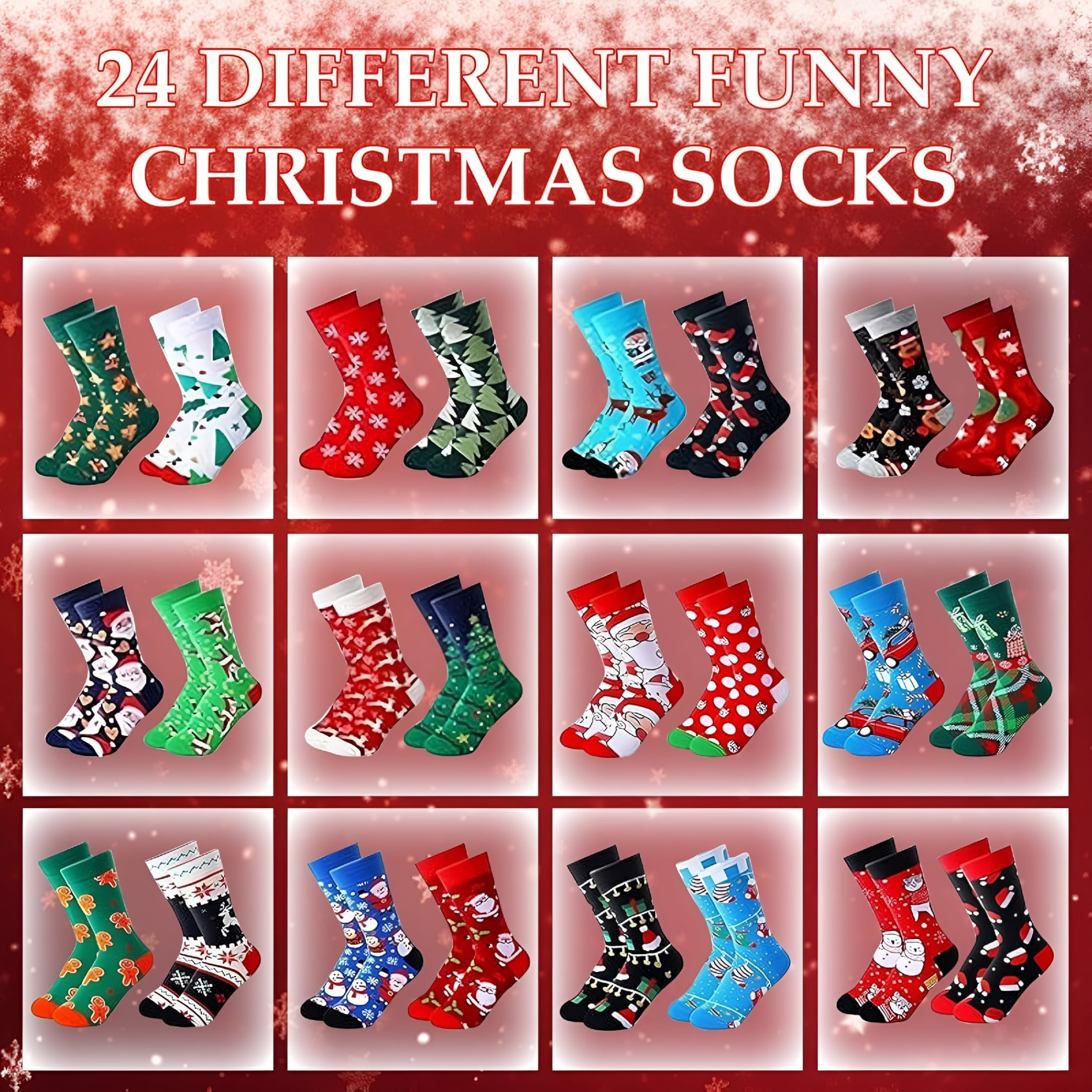 TELOLY Christmas Advent Calendar 2025 - 24 Pairs Christmas Socks, Unisex Socks 24 Days Advent Calendar Countdown Gifts, for Xmas Party Favor，christmas advent calendars for adults