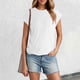 thumbnail image 1 of MKLEKYY Playeras Deportivas Mujer Camiseta De Verano De Manga Corta Para Mujer, Color Liso, Con Mangas Cubiertas Talla L, 1 of 3