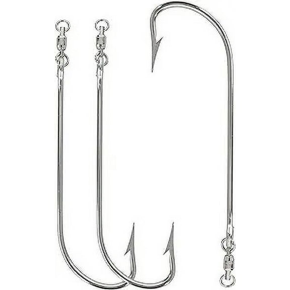 BLUEWING Wahoo Hook With Ball-Bearing Swivel Stainless Steel Big Game Trolling Hooks Long Shank Saltwater Fishing Hooks 10/0