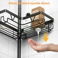 thumbnail image 5 of Corner Shower Caddy Tension Pole - Shower Tension Rod Organizer, with Soap Holder & Hooks Family Stand Storage Rack No-Drill Adjustable Shower Shelf 25-114.2 inch, Towel Rack Corner Waterproof, Black, 5 of 7