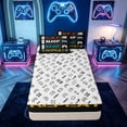 thumbnail image 4 of meiyoeat Graffiti Gamer Quote Zipper Full Size Comforter Sets with Fitted Sheet and 2 Pillowcases for Kids Boys, Game Controller Zipper Bedding Set for Bedroom, Black, Gamepad ReversibleB, 4 of 6