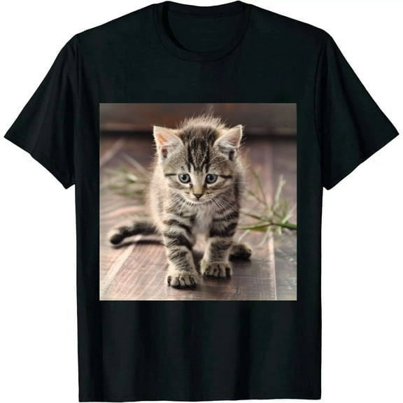 Qinduosi Women's Cat Summer Short Sleeve Animal Theme Shirt Cute Graphic Shirt Black