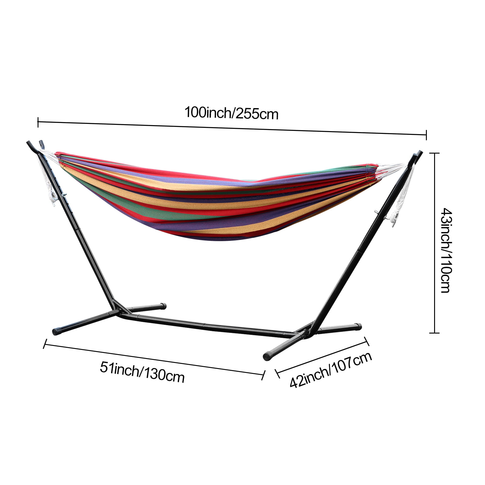 Aqyh Double Hammock with Stand, Portable Hammocks w/ Carrying Bag, Brazilian-Style, 440 lbs Capacity, Suit for Indoor,Outdoor,Yard,Camping