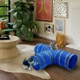 thumbnail image 4 of Spencer Pet Cat Tunnel, 3-Way Tunnels Extensible Collapsible Tube Pet Play Tent Interactive Toy with 1 Play Ball for Rabbits, Kittens and Dogs (Brown), 4 of 9