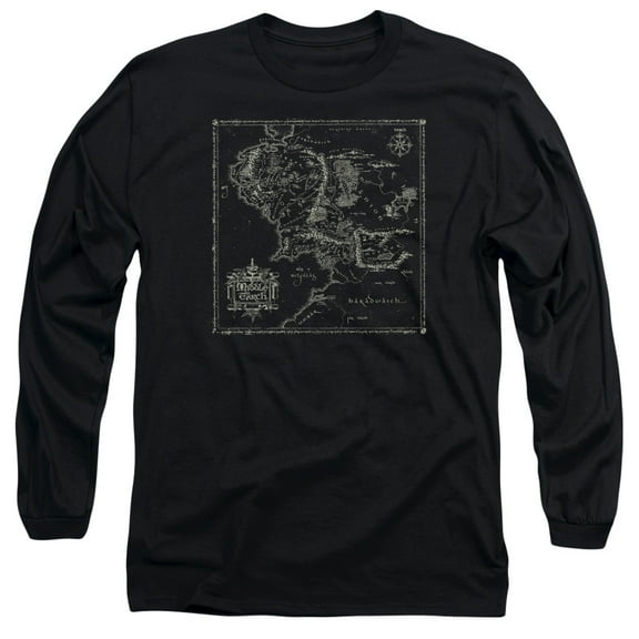 Long Sleeve: Lord Of The Rings- Middle Earth Map Longsleeve Shirt Size M