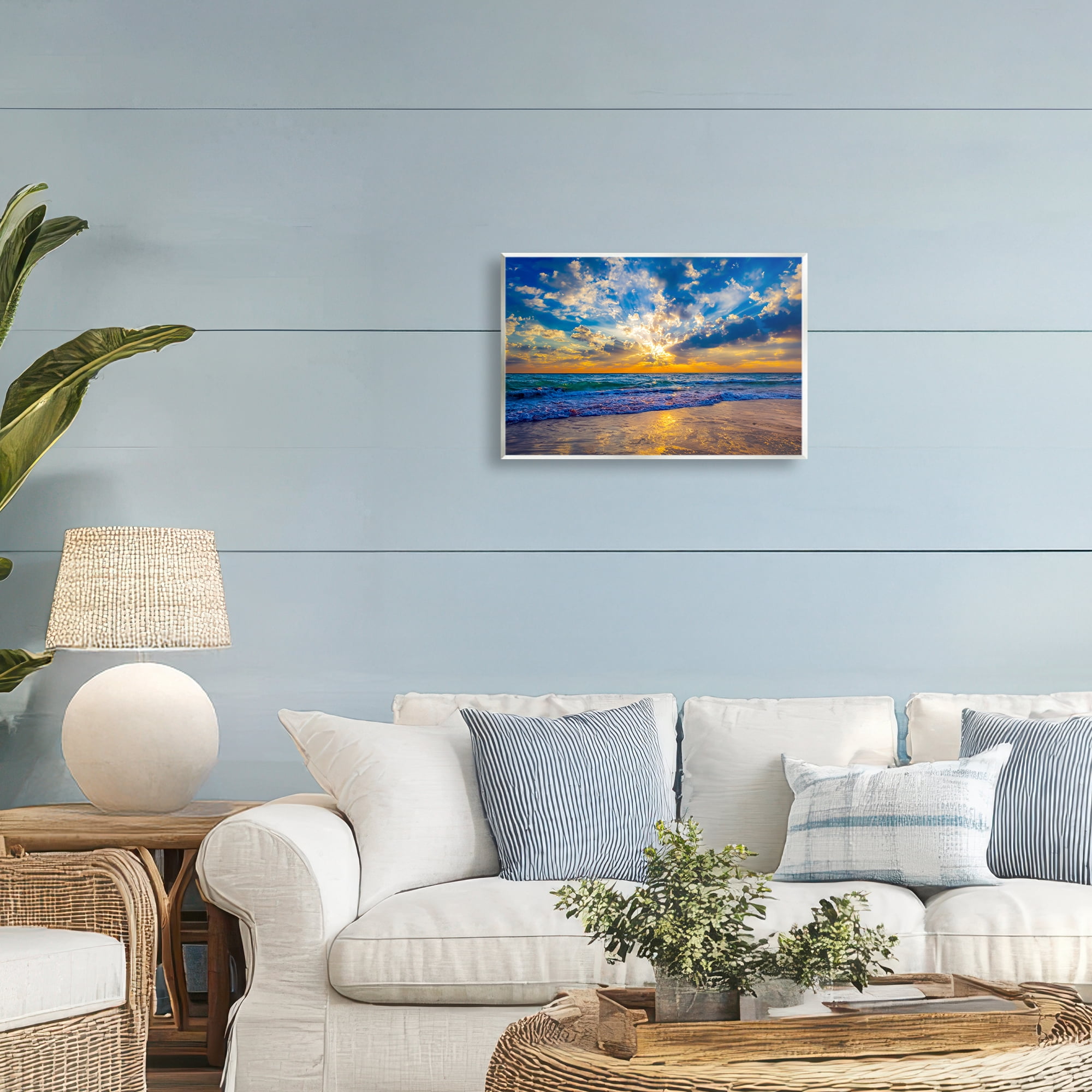 Stupell Industries Golden Blue Sun Ray On Beach Wall Plaque Art, design by Eszra Tanner