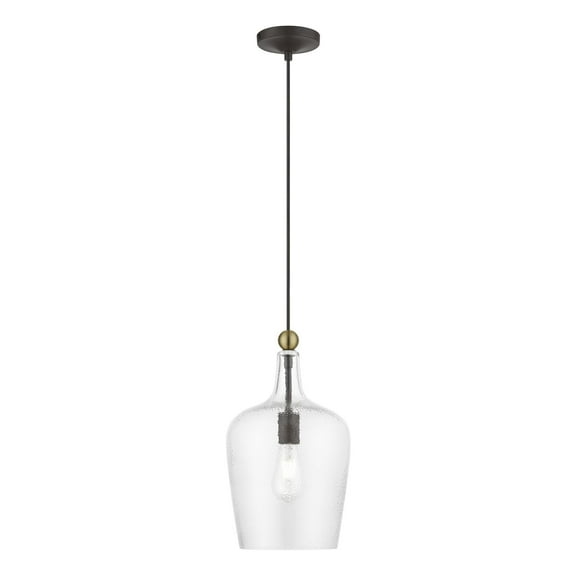 41237-07 Livex Lighting Avery - 1 Light Pendant In Transitional Style-22 Inches Tall and 9.25 Inches Wide-Bronze/Antique Brass Finish    -Traditional