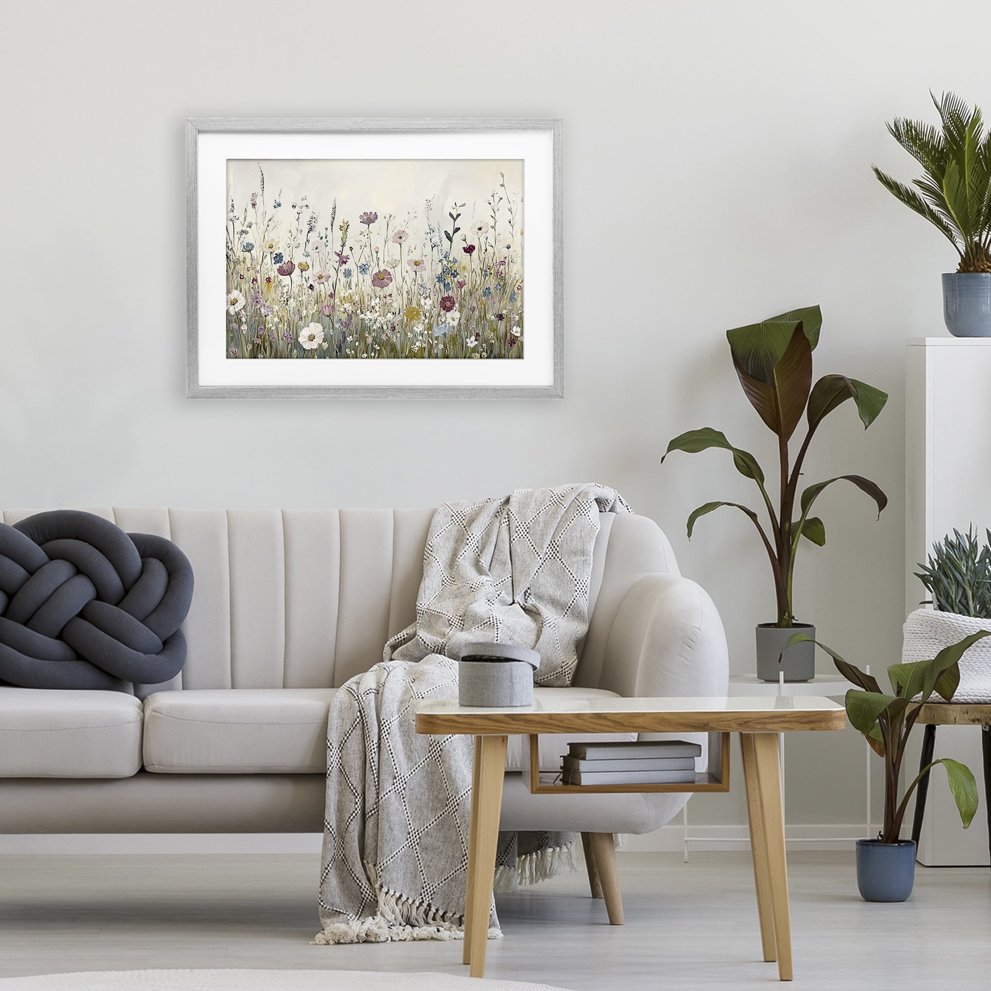 Stupell Industries Spring Blooms Pastoral Meadow Gray Framed Print Under Glass, design by Kim Allen