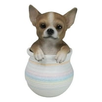 Pet Taco Chihuahua Teacup Puppy Dog Figurine With Glass Eyes Pup In Pot