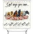 thumbnail image 3 of 4PCS Horse Shower Curtain Set, Motivational Quotes Farm Animal Sunflower Barn Windmill Western Country Rustic Farmhouse Bathroom Decor Fabric Shower Curtain Non-slip Bath Mat Toilet Rug, 3 of 7