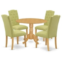 East West Furniture Dublin 5-piece Wood Dining Set in Oak/Lime Green