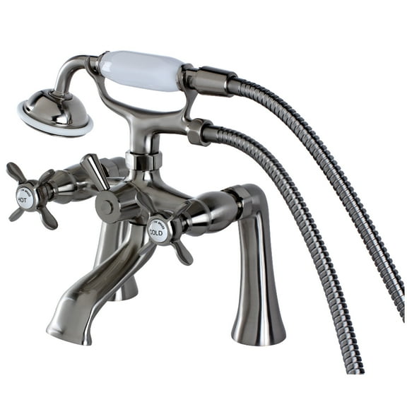 Kingston Brass KS288SN Essex 7" Center Deck-Mount Clawfoot Tub Faucet with Hand Shower, Brushed Nickel