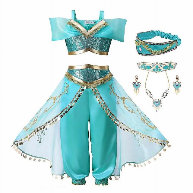 Disney 2023 vestido de jazmín para niñas, lámpara mágica de princesa Aladino, ropa de carnaval, Vestidos, disfraz de Cosplay para fiesta de Halloween