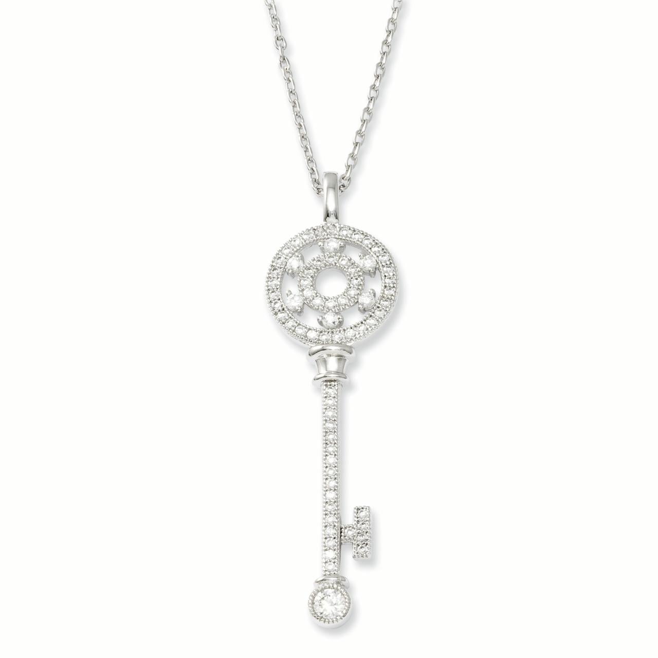 Sterling Silver & Cz Polished Fancy Necklace by Brilliant Embers