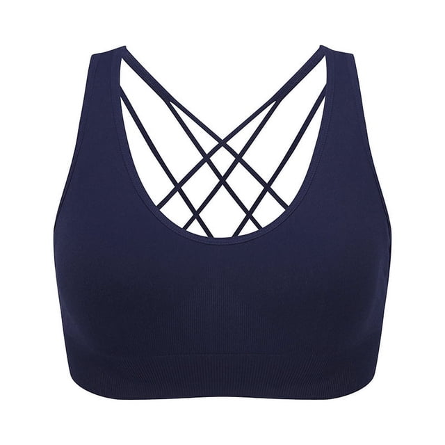 Ropa interior deportiva de talla grande europea y americana, sujetador deportivo de yoga con tirantes finos y espalda cruzada, sujetador push up para correr y fitness a prueba de golpes