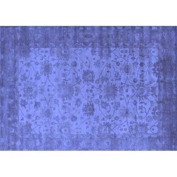 Ahgly Company Machine Washable Indoor Rectangle Oriental Blue Industrial Area Rugs, 6' x 9'