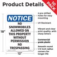 thumbnail image 2 of No Snowmobiles Allowed On This OSHA Notice Rigid Plastic Sign 18 Inch x 12 Inch - 10 Pack, 2 of 8