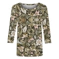 thumbnail image 4 of LEKWK Boho Tops for Women Paisley Floral Print Vintage Tees Round Neck Casual Shirts 3/4 Sleeve Art Graphic Vacation outfits, 4 of 5