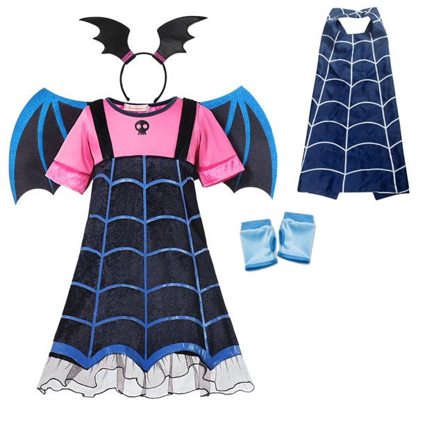 Vestido de niñas Vampirina Fantasia Infantil Cosplay Disfraces Halloween Carnival Party Disfraz Vampire Kids Cothes With Wing Outfits9-10T (Etiqueta 160) Gao Jinjia LED