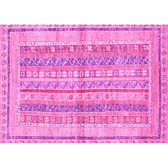 Ahgly Company Indoor Rectangle Abstract Pink Modern Area Rugs, 7' x 9'