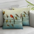 thumbnail image 3 of Acheng Vintage Wood Birds Throw Pillow Covers Colorful Line of Birds Cardinal Bird Robin Birds Pillowcase Home Decor Cushion Cover for Sofa Couch Bedroom,Set of 2 White(Two  Sides Print) 22x22in, 3 of 7
