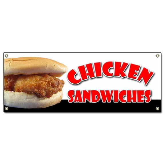 SignMission B-Chicken Sandwich Chicken Sandwich Banner Sign - Fried Restaurant
