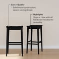 thumbnail image 3 of Plank+Beam 30" Bar Stool, Set of 2 Solid Wood Modern Kitchen Stools, Saddle Seat Backless Bar Height Chair with Metal Footrest, Black, 3 of 13