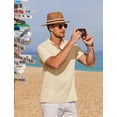 thumbnail image 6 of COOFANDY Men Casual Henley Tee Shirt Short Sleeve Band Collar Summer Beach Textured T-Shirt, 6 of 6