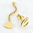 thumbnail image 4 of Personalized Planet Women's Script Initial Earring with Heart Dangle Button Drop Earrings, 4 of 6