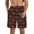 thumbnail image 2 of Uemuo Gold Glitter Heart Pattern Men's Swim Trunks Hawaiian Beach Bathing Suit Swimsuits Beach Quick-Dry Shorts with Pockets-Small, 2 of 9
