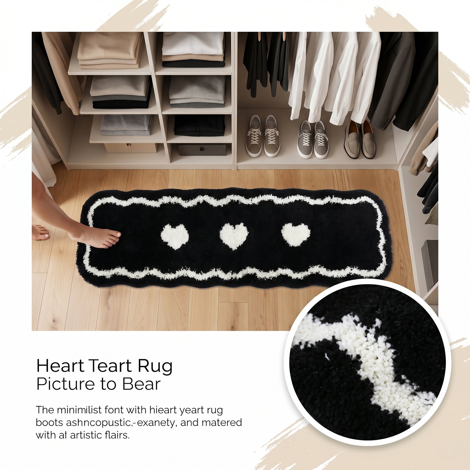 Unique Bargains Extra Long Shaggy Faux Fur Non-Slip Plush Rug Black 47" x 16"