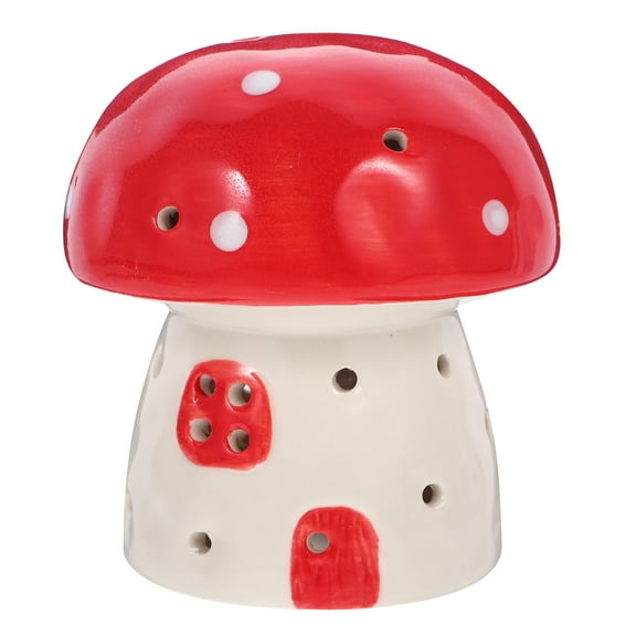 SOPOTUTU Modern Red Mushroom Table Lamp Decorative Ceramic Nightstand Light