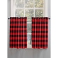 thumbnail image 3 of Kitchen Curtains 45 Inches length, Red Black Buffalo Plaid Window Treatment Curtain Drapes, Black Red Checkered Lightweight Window Panels for Living Room Bedroom, 52"x45", 2 Panels, 3 of 7
