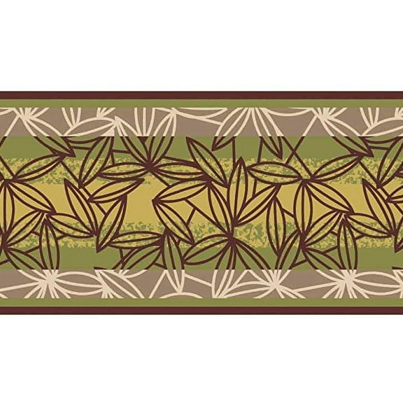 York Wallcoverings Graphic Leaves Stripe Wallpaper Border