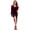 Burgundy, variant on Women's Ruched Slit Surplice Wrap Dress 95% Polyester 5% Spandex Fabric with Sheer Detail and Stretch Flattering Fit