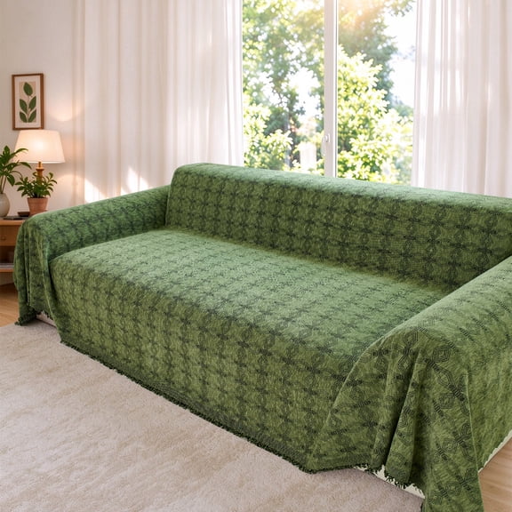 Jessy Home Sofa Cover Couch Cover Protector L Shaped Couch Cover Durable Multi-Function Furniture Cover Living Room Sofa Throws Sofa Slipcovers for Pets 71"x 118"Dark Green