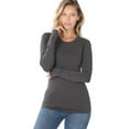 thumbnail image 4 of Zenana Outfitters GT3320(AB) Women's Plain Long Sleeve T Shirt Crew Neck Junior Size Cotton Spandex, 4 of 4