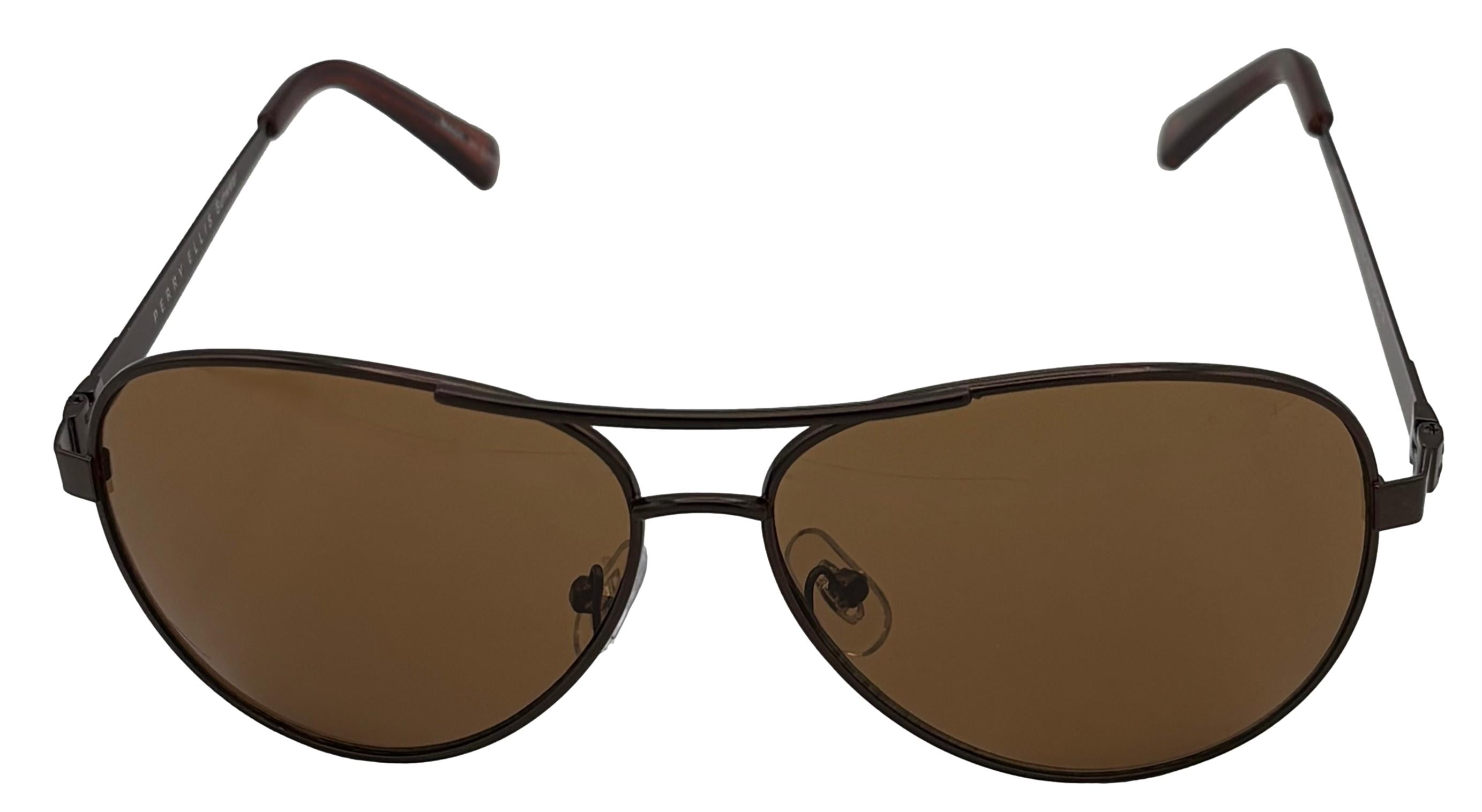 Perry Ellis Brown Men Sunglass Metal Aviator Brown, Brown Lens PE78 1